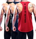 Boyzn Men's 3 Pack Workout Gym Tank Top, Performance Athletic Muscle Shirts, Cool Dry Mesh Sleeveless Running Tank Top Black/Navy/Red-L