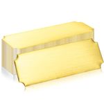 Therwen 30 Pcs Name Plates Laser Engraved Brushed Stainless Steel Plate Personalized Plaque Blank Custom Name Tag Frame Name Label with Adhesive Backing(Gold Notched Corner,1''x 3'')
