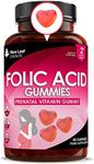 Folic Acid Pregnancy Gummies High Strength Folate Vitamins - Chewable Folic Acid Vegan Prenatal Vitamins for Women 400mcg, Vitamin B9 Prenatal Conception - Pregnancy Supplements, Real Fruit Juice