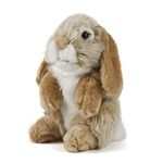 Living Nature Brown Sitting Lop Eared Rabbit, Realistic Soft Cuddly Bunny Toy, Naturli Eco-Friendly Plush, 18cm