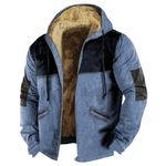 Winter Jacket Mens Heavyweight Fleece Hoodies Sweatshirt Winter Full Zip Thick Sherpa Lined Coats Big And Tall Jacket With Pockets Blue L