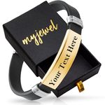 Myjewel Personalized Text Silicone Stretch Id Wristband Bracelet - Essential Accessory For Identification, Emergency, & Medical Information On The Go - Stylish & Meaningful Gift For Men & Women (Gold)