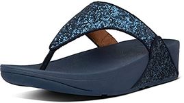 Fitflop Women's Lulu Glitter Toe-Thongs Open Sandals, Midnight Navy, 6 UK