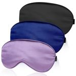 3 Pack Satin Sleep Mask Super Soft Eye Mask Sleep with Adjustable Strap, Comfortable Blackout Eye Mask for Sleeping, Reusable Eye Mask for Women Men Night Sleep(Black + Navy Blue+ Dark Purple)