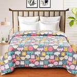 FRESH FROM LOOM Double Bed Cartoon Printed Bed Blankets | Dohar for Kid Boys & Girls | Glace Cotton Soft Comforters for Kids | Dohar for Children (90x100 Inches | King Size | Cartoon Black)