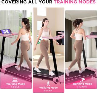 CITYSPORTS Folding Treadmill 8% Incline, 2.0HP, Under Desk, Pink – Adjustable Speed, LED Display, Fitness App