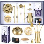 RE RELIURE 12 Pcs Agarwood Incense Burner Kit,Chinese Brass Incense Burner Kit,Powder Incense Making Kit,Powder Incense Burner Set（Incense Kit with Sandalwood Powder）