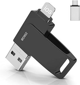 iPhone Flash Drive,256GB Photo Memory Stick,USB Flash Drive, USB Memory Stick, USB Memory Storage for iPhone14/13/12/11..iPad, Android,Computer,Devices with Micro USB 3.0, OTG, iOS, Type C (Black)…