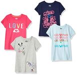 Spotted Zebra Girls' Kids Disney Star Wars Marvel Frozen Princess Short-Sleeve T-Shirts, 4-Pack Minnie Love, Large