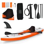 COSTWAY 10.8ft Inflatable Kayak, 1 Person Sit on Canoe with Adjustable Aluminum Oar, Hand Pump and Padded Seat, Paddle Kayaks Blow up Boat for River Lake Sea (Orange)