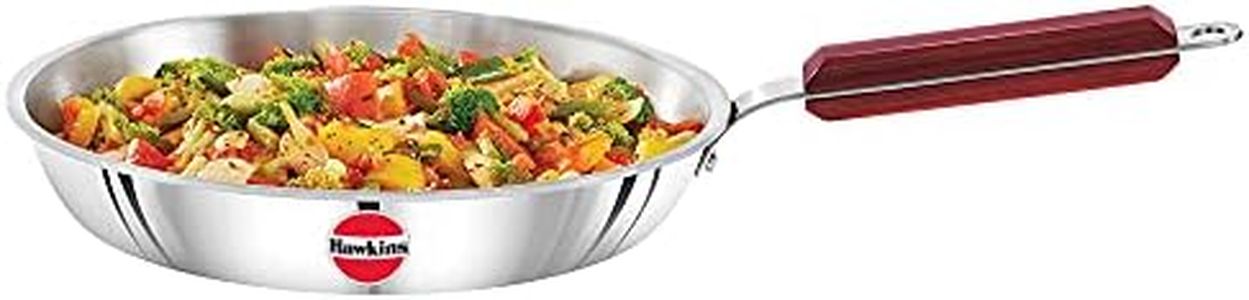 Hawkins 24 cm Frying Pan, Triply Stainless Steel Fry Pan, Induction Frying Pan, Frypan, Silver (SSF24)