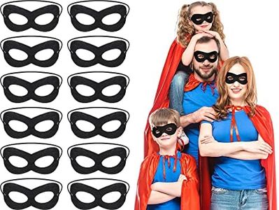 12 Pieces Black Felt Eye Masks Adjustable Half Masks for Kids Elastic Robber Mask Masquerade Halloween Costume Masks for Party Cosplay Accessory