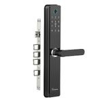 LAVNA Smart Digital Door Lock with Fingerprint, Bluetooth, Mobile App, OTP, PIN, RFID Card and Manual Key Access for Wooden Doors (LA24 Black) (Bluetooth)