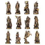 Veronese Design Bronze Finished 12 Piece Norse Gods and Goddesses Miniature Statue Set