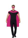 Smiffys Cape, Pink with Eyemask, Icons & Idols Fancy Dress, Superhero Dress Up Accessories