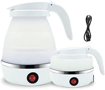 MICOKAY Portable Electric Kettle, Travel Foldable Kettle with Silicone Electric, Insulation Heating Boiler Tea Pot for Camping, 600ml (White)
