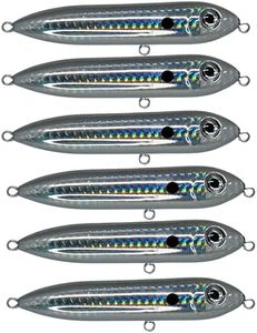 River Channel Fishing Rattling Line Float for Santee Rig Catfishing, Demon Dragon Style Peg Float, Threadfin Shad, 4 Inch (Silver), 6 - Pack