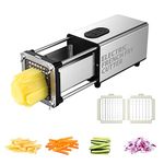 SIXRARI Electric French Fry Cutter, Automatic Fry Cutter Stainless Steel with 1/2 & 3/8 Inch Blade for Homemade Fries, French Fry Cutter for Potatoes,Vegetable Cutter, House Warming Gifts (Silver)