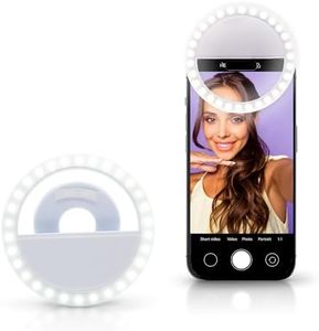 Selfie Ring Light, Portable USB Rechargeable 36 LED Phone Fill Light, Dimmable 5600K Clip-on Mobile Lamp for iPhone Android, Live Broadcast Video Conference Selfie Fill Light for All Smartphone