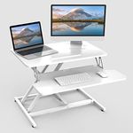 ERGOMAKER Standing Desk, 26"/66cm Wide Height Adjustable Quick Sit Stand Computer Desk Converter for Home Office Workstation (White Frame + White Desktop)