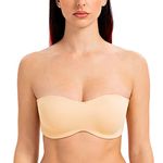 MELENECA Women's Strapless Minimizer Multiway for Large Bust Unlined Seemless Underwire Bandeau Bra Sunkiss 32D