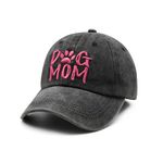 Waldeal Women's Embroidered Dog Mom Hat Adjustable Denim Baseball Cap, Dog Mom Letter Pink - Black, One Size