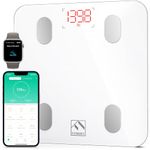 Smart Body Fat Scale, FITINDEX Weight Scale for 13 Body Composition Analyzer， Digital Bluetooth Wireless Scale for Health Monitor, Sync with APP - White