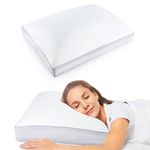 INFANZIA Flat Memory foam Bed Pillow for Pressure Relief, Super Soft Orthopedic Pillow for Any Sleeping Position, Cervical Pillow for Anti Snore, Washable Cover, 16x22x6.3 Inches, White, Grey