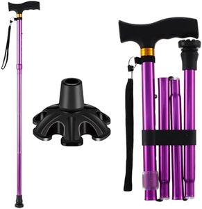 LIXIANG Walking Cane for Women for Stability Balance Folding Foldable Canes for Men Heavy Duty Collapsible Fashionable Decorative Cane Pure Purple