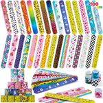 JOYIN Slap Bands, 100pcs Slap Bracelets Super Slap Wrist Bands with Colorful Hearts Animal, Party Bag Fillers for Kids (30 Designs) Birthday Party Favours Pack, Easter Basket Stuffers