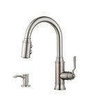 Pfister Breckenridge Stainless Steel Kitchen Faucet with Pull Down Sprayer & Soap Dispenser, Kitchen Sink Faucet with Pull Out Spray Head,Home Décor,Kitchen Faucets with Optional Deckplate,1 to 4-hole