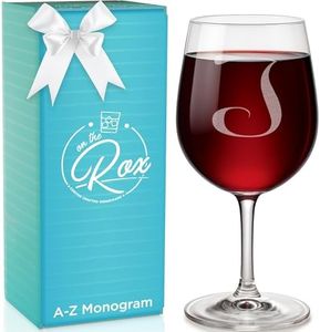 Monogrammed A-Z Wine Gifts for Women - 12.75 oz Engraved Personalized Wine Glass- Funny Wine Lover Monogram Gifts for Women - Unique Wine Glasses Gift Set (J)