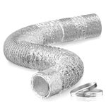 Hon&Guan 150mm Flexible Ducting 3m Aluminum Foil Insulated Heat Ducting Hose 6 Inch Ducting Pipe with 2 Clamps for Extractor Fan, Dryer Vent, Cooker Hood