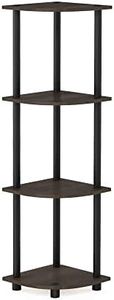 Furinno Turn-N-Tube 4-Tier Corner Display Rack Multipurpose Shelving Unit, Dark Brown Grain/Black