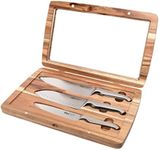 Furi Pro Acacia Knife Set 3 pc, beautiful acacia wood gift box with three premium knives for a superior cutting performance, stainless steel blades, ergonomic reverse-wedge, anti-fatigue handle