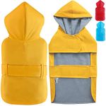 LeerKing Dog Raincoat Waterproof Double Layer Soft Lining Breathable Rain Jacket with Adjust Waist Strap Hooded Slicker Poncho for Small to 5X-Large Dogs, Yellow, XL