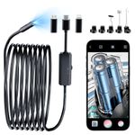 WOVTE Endoscope With Light, 16.5ft Snake Camera, IP67 Waterproof Borescope, 1920P Inspection With 8 Adjustable LED Lights for Android/iPhone-No WiFi Required, Black, AN112