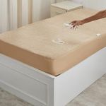 Amazon Brand - Solimo Water Resistant Polyester Mattress Protector, Single Bed Size (72x36 inch), Beige