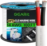 GearIT 14/2 Marine Wire (100 Feet) 14AWG Gauge - Tinned OFC Copper/Marine Grade Speaker Cable/Duplex / 2 Conductors - OFC Oxygen-Free Copper, White 100ft