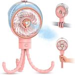 Ausic Misting Fan Stroller Fan, 100ml Outdoor Misting Fan Portable Fan for Stroller, Clip on Fan for Baby Detachable tripod, Handheld Fan, Desk Fan for Crib, Treadmill, Car Seat, Camping, Work