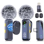 Wireless Lavalier Microphone for iPhone iPad and Android Phone, RICCHI 2 Pack Mini Microphone with Noise Reduction Lapel Mic for Video Recording Interview Podcast YouTube TikTok