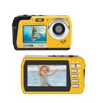 Underwater Camera, Full HD 4K&48MP Compact Floatable Camera, 10FT Waterproof Camera for Snorkeling, Surfing, Rafting, Dual-Screen for Selfie/16X Digital Zoom/Fill Light/Support 128GB Card(Yellow)