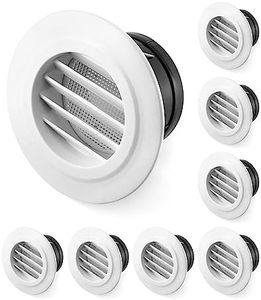 QWORK Air Vent ABS Louver Grille Cover, 8 Pack 4" Round Covers with Built-in Fly Screen Mesh for Bathroom Office Home
