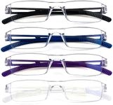 Pack 4 Rimless Reading Glasses,Blue