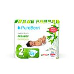 PureBorn Organic Disposable Baby Diapers I Super Soft I Maximum Leakage Protection I Made with Organic Bamboo I Single (Pack Of 32 Pcs), Size 2 (3-6 Kg)