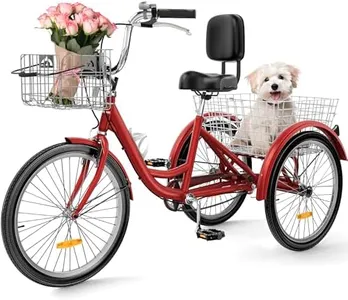 YITAHOME 24 & 26 Inch Adult Tricycle, 1 & 7 Speed 3 Wheel Bikes, Large Seat with Backrest Trike for Adults with Front & Rear Baskets, Cruiser Bike for Seniors Women Men Commute Picnic Outdoor