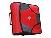 Case-it King Sized Zip Tab 4-Inch D-Ring Zipper Binder with 5-Tab File Folder, Red, D-186-RED