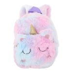 Cute Cartoon Backpack, Compact Plush Mini Travel Bag Soft Plush Rucksack with Adjustable Strap for Girls Kids Toddlers (S)