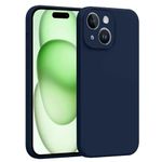 amazon basics Mobile Cover for Apple iPhone 15 Plus | Full Camera Protection | Premium Liquid Silicon Case | Flexible Bumper Case for Apple iPhone 15 Plus (Dark Blue)