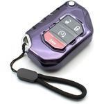 Yunukin Compatible with Jeep Wrangler Key Fob Cover 2/3/4 Buttons Soft TPU Protection Key Case for Wrangler JT Gladiator Sahara JL JLU Smart Key Remote Holder Skin Protector Keyless Entry Sleeve Accessories (Purple Black)